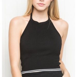 Brandy Melville Black Varsity Striped Halter